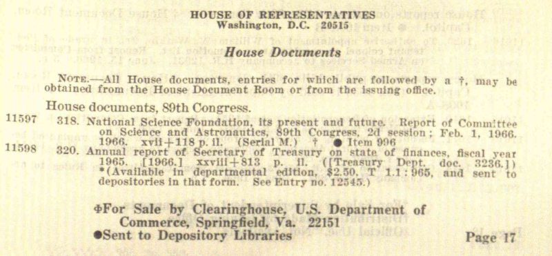 HOUSE OF REPRESENTATIVES, House Documents