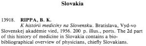 The entry on Medicine - Slovakia