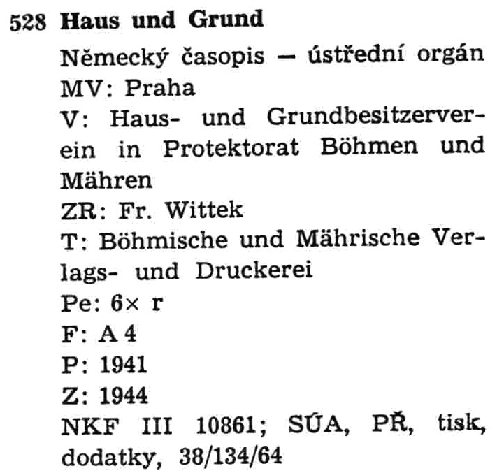 Entry left for the title "Haus und Grund".