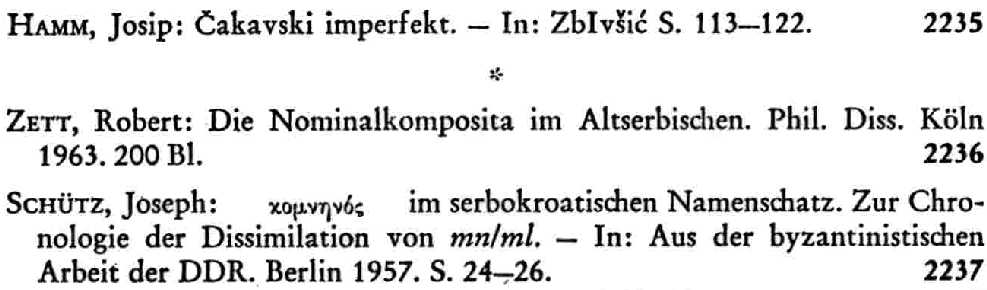 Entries that appear in the 1945-1963 volume under Serbo-Croation language.