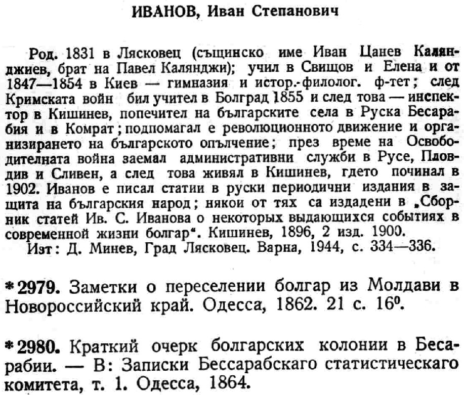 Beginning of the list of works by Ivan Stepanovich Ivanov