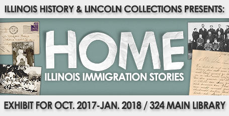 Poster for "Home: Illinois Immigration Stories" exhibit