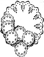 sketch of embroidered centerpiece and plate doilies