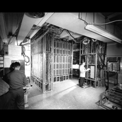 Engineers working on the Illiac computer