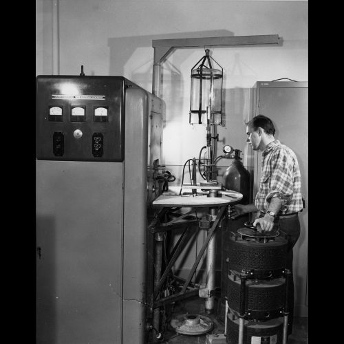 Machine operator in the Electron Tube Research Laboratory