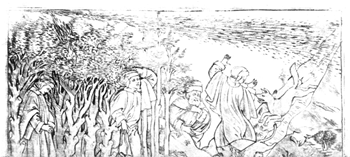 Baldini engraving, 1st Canto Dante's 'La Commedia', Firenze: Nicolaus Laurentii, 1481