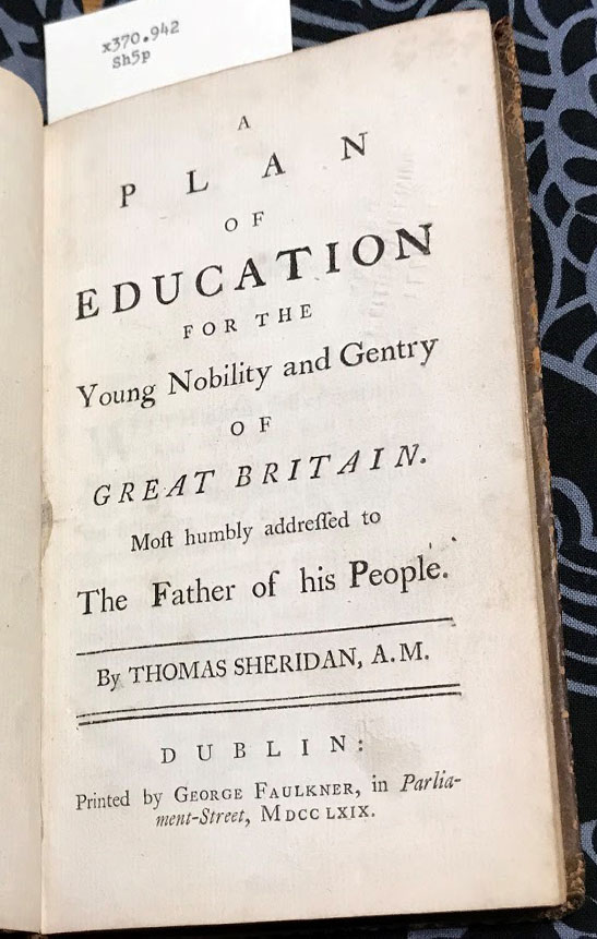 Title page of Plan of Education for the young nobility and gentry of Great Britain