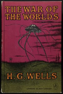 The front cover of "The War of the Worlds" by H.G. Wells, illustrated by Edward Gorey.
