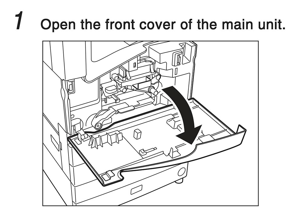 1. Open the front cover of the main unit.