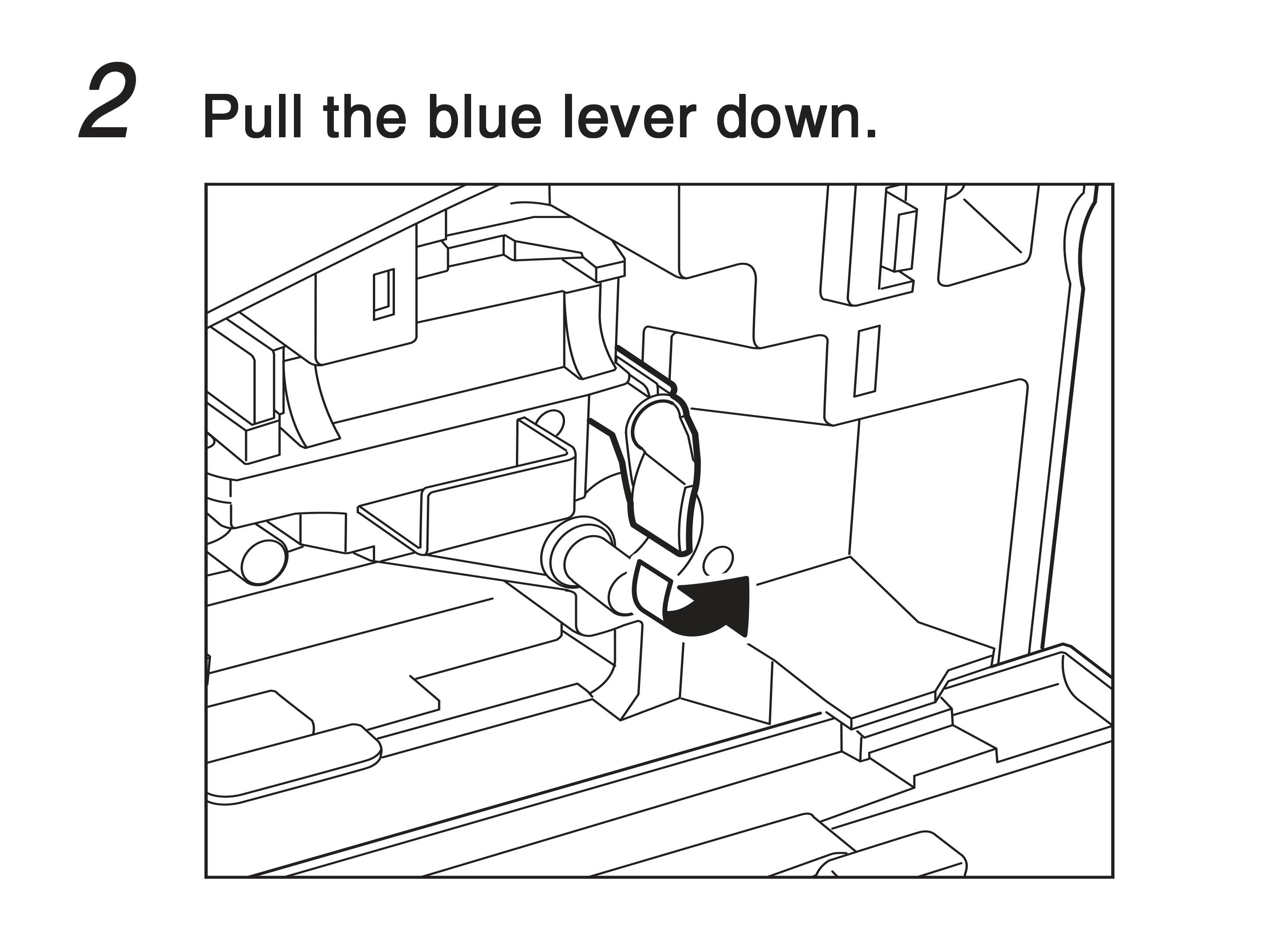 2. Pull the blue lever down.