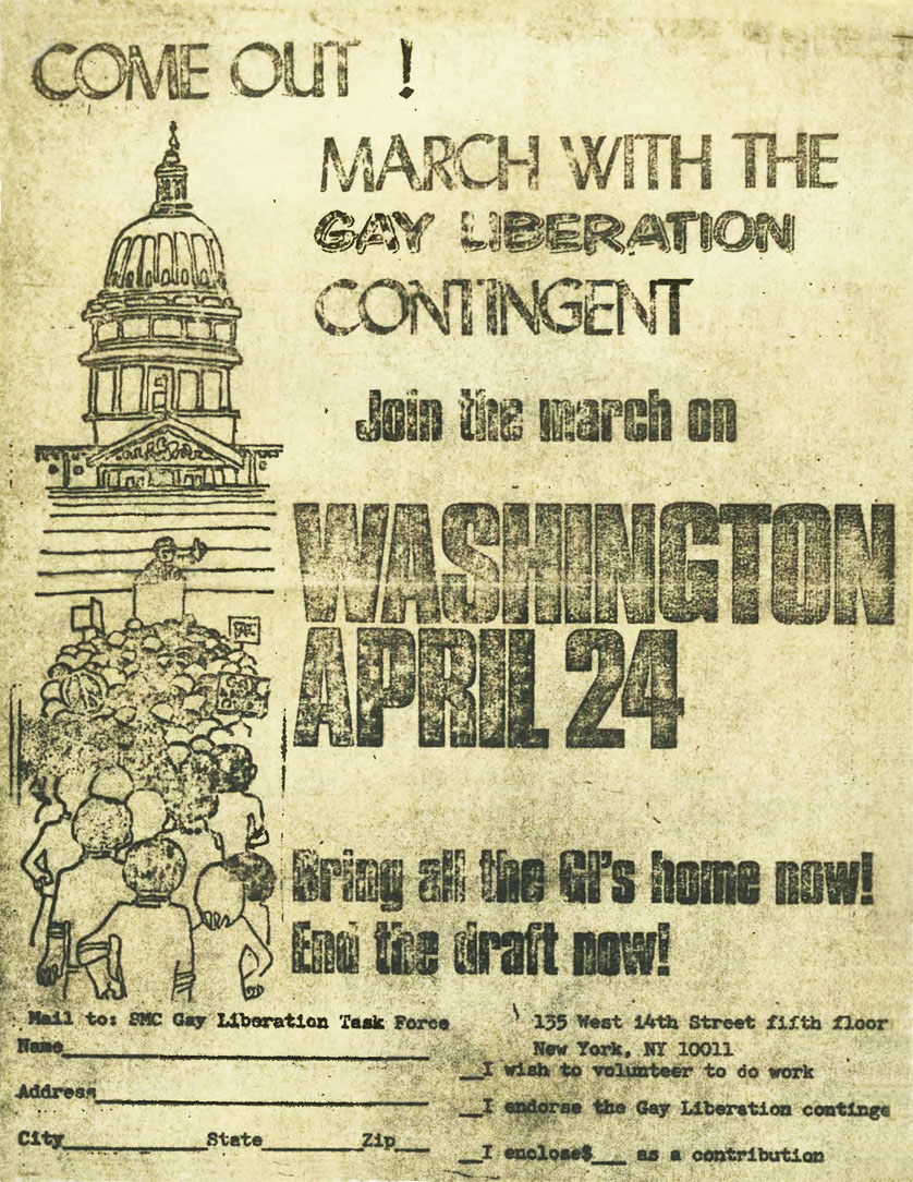 A Gay Liberation March Flyer, found in RS 49/35/1. 