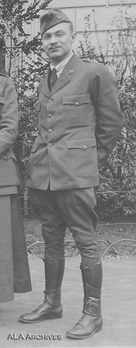 Unidentified librarian in the male version of the War Service uniform. 