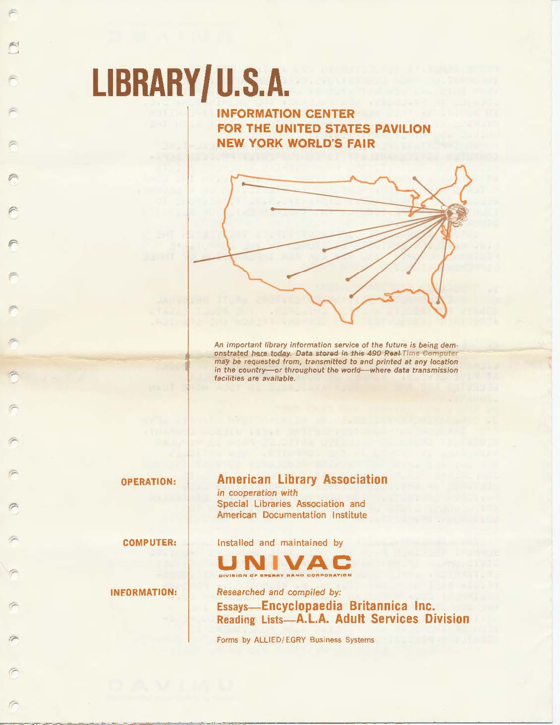 Cover of the Library Information Center printout