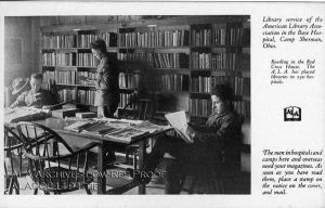 "Camp Library at Camp Sherman, Ohio." Found in RS 89/1/13, Box 5, Folder: ALA Postcards, Ohio