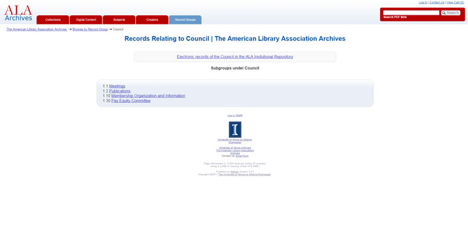 A List of ALA Archives Record Subgroups