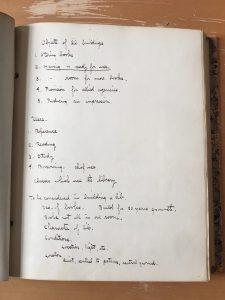 Page of Goodrich's notes