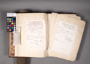 Scrapbook with detached pages.