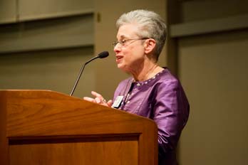 University Library and Dean of Libraries Paula Kaufman Addressing the Honorees