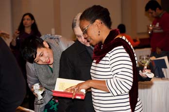 Prof Harrington inspects her bookplate