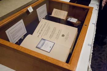 For the first time, honorees chose books held by the Rare Book and Manuscript Library Prof Althaus chose a 2nd edition translation of the Swiss Family Robinson and Prof Trinkle the first edition of Agricola's De Re Metallica in English