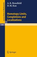 Cover of Homotopy Limits, Completions and Localizations