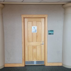 Closed door to room 229, the Respite room.