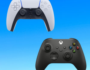 An Xbox controller and Playstation 5 controller