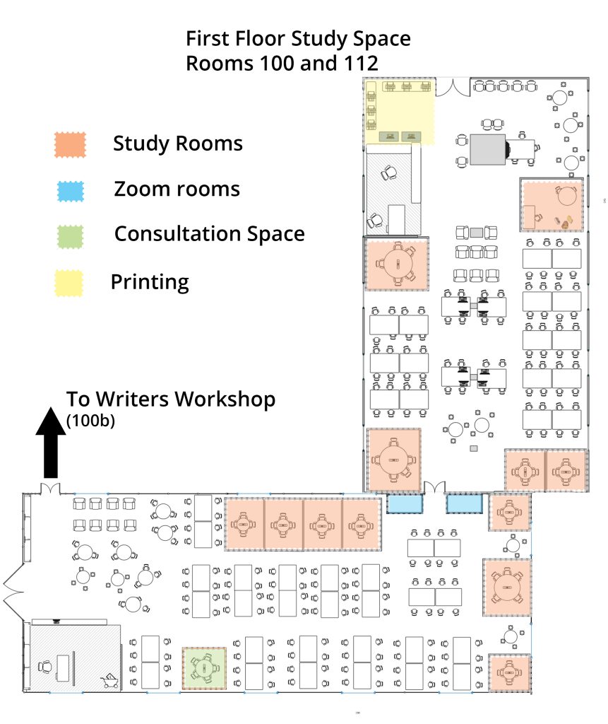 First Floor Main Library Study Space Map