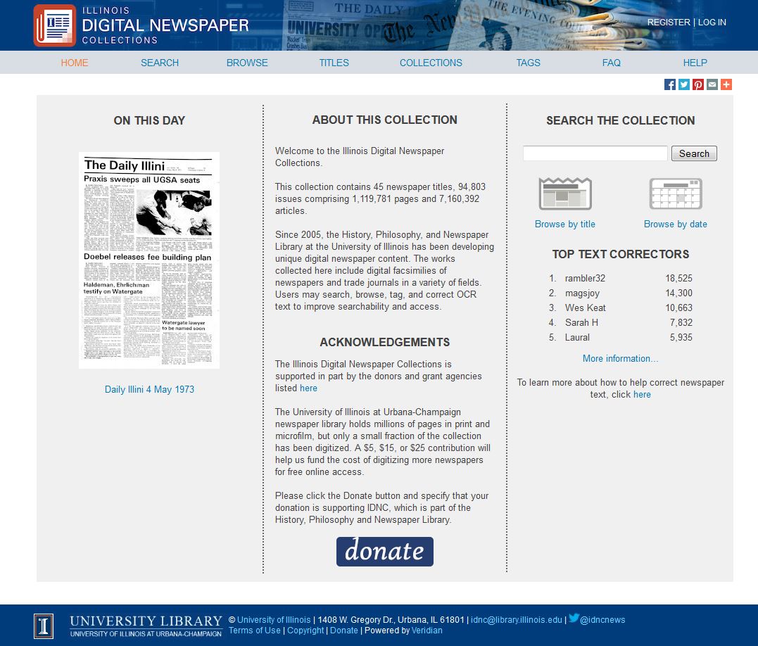Veridian Interface for the Illinois Digital Newspaper Collection