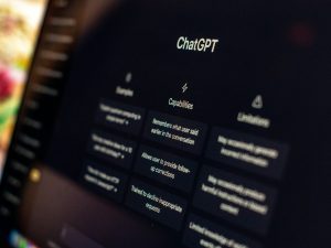 Photo of ChatGPT main interface on a laptop screen.