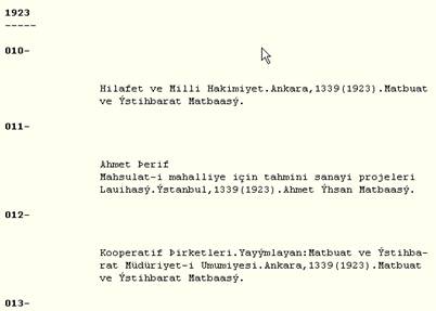 Screenshot of Nadir Eserler (Kitaplar)/ Rare Publications (Books, arranged alphabetically