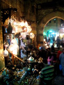 A scene from the Khan el-Khalili bazaar in Cairo, Egypt.
