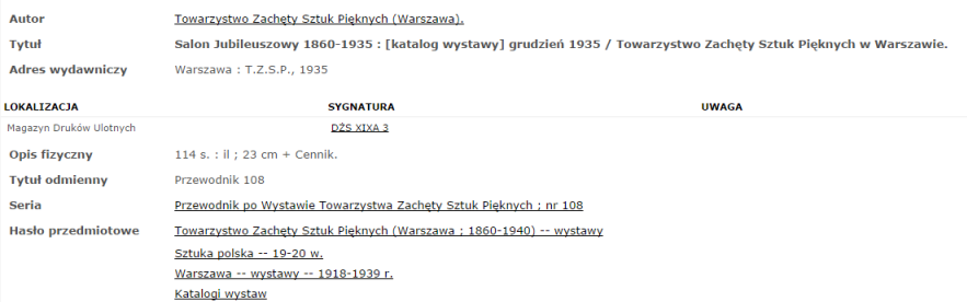 Screenshot of Polish National Library item record
