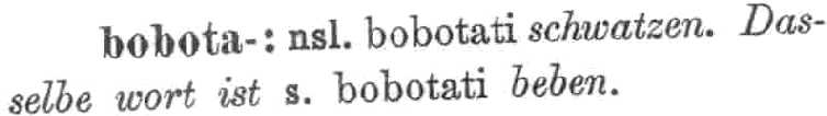 The entry for the verb bobotati.