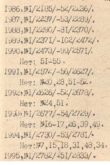 Sample entry for the newspaper of an asbestos plant in Zhetyqara, from the bibliography covering 1986-1995