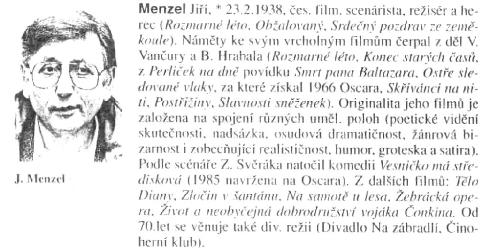 Entry for the Czech director Jiri Menzel