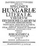Specimen Hungariae Literatae title page