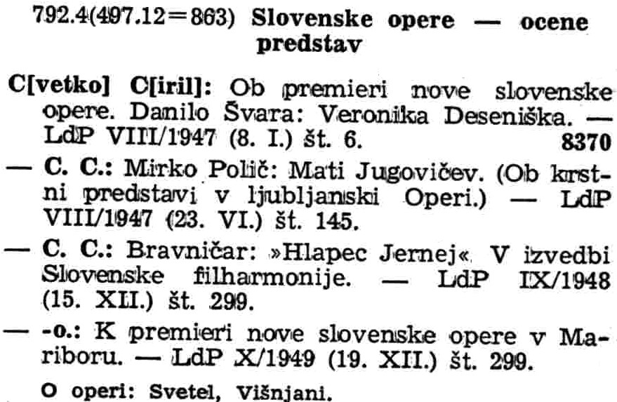 sample entry from slovenska bibliografija: clanki in leposlovje v casopisju in zbornikih