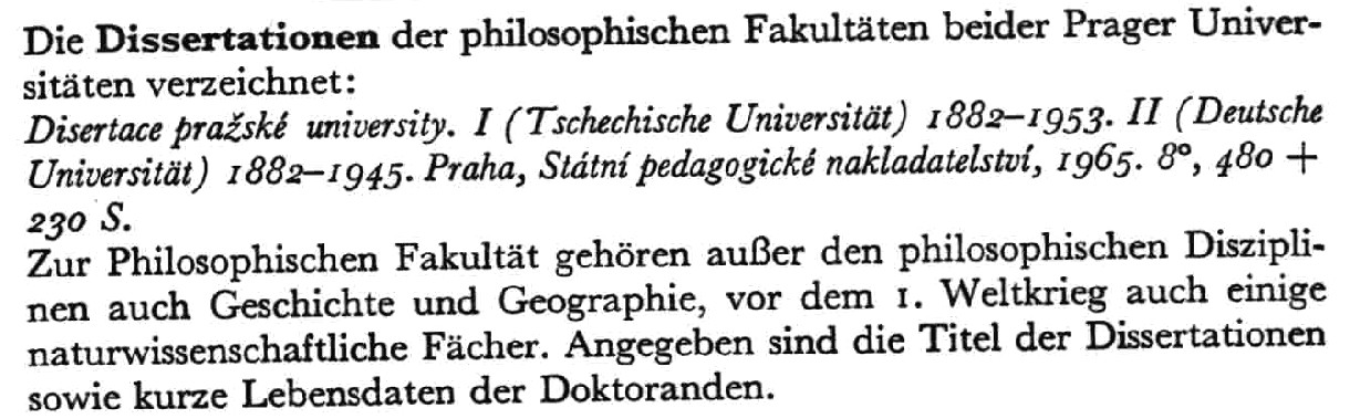 Entry on a bibliography of Czech dissertations