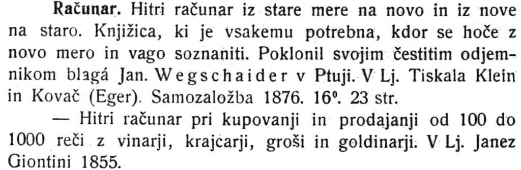 sample entry from Slovenska bibliografija