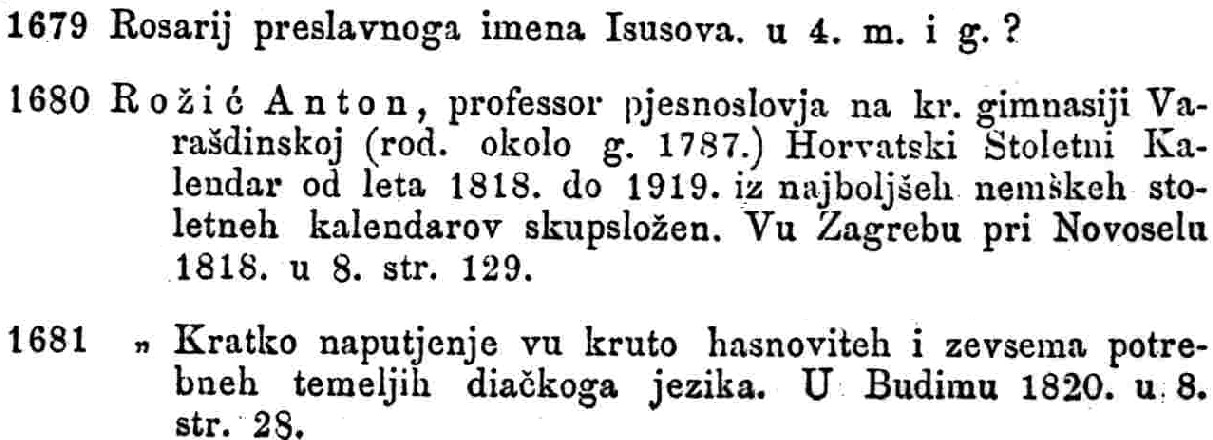 Sample entries of Bibliografia hrvatska