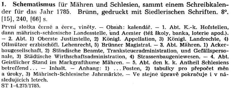 Entry for a German language publication from 1785
