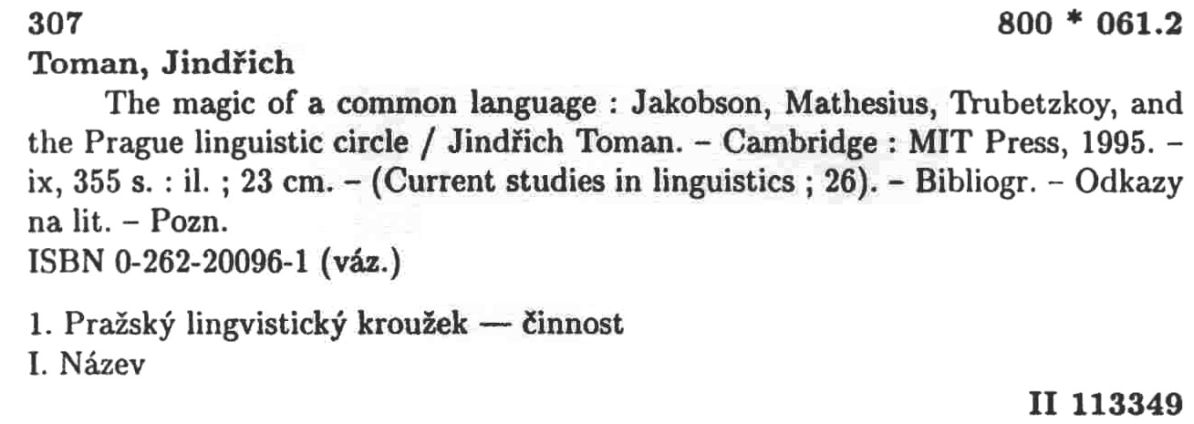 Entry for what appeared under the heading of linguistics in the 1996 issue