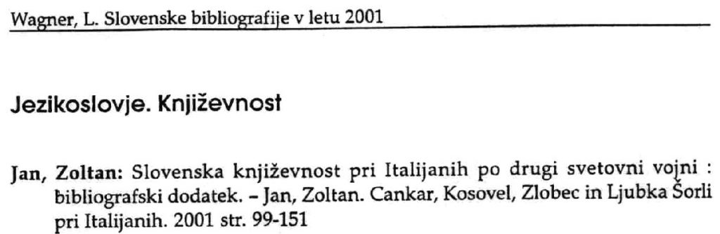 entry which appeared in the bibliography for 2001