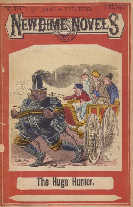 Cover art featuring a carriage of children being pulled by a human-like robot
