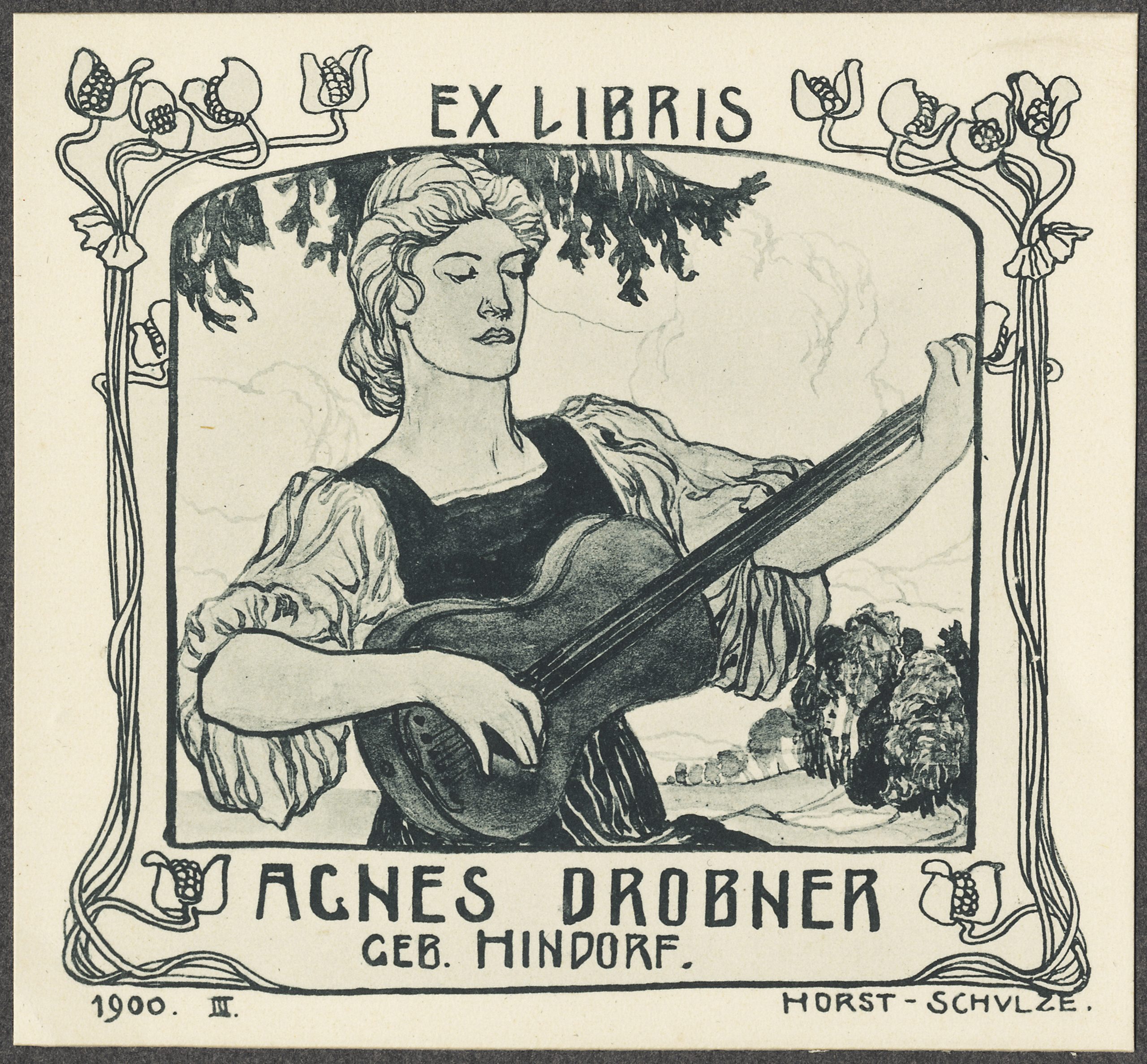 Poster with illustration of woman playing guitar.