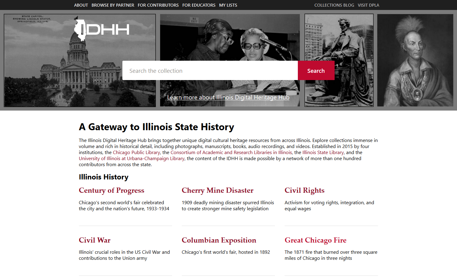 IDHH Website Homepage screen capture