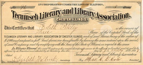 certificate with black ink on yellowed paper