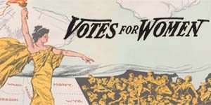 sign for "Votes for Women" exhibit