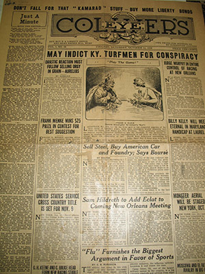 Photograph of a front page of Collyer’s Eye, the first newspaper microfilmed by the INP.